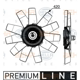Ventilateur, refroidissement du moteur HELLA 8MV 376 912-081