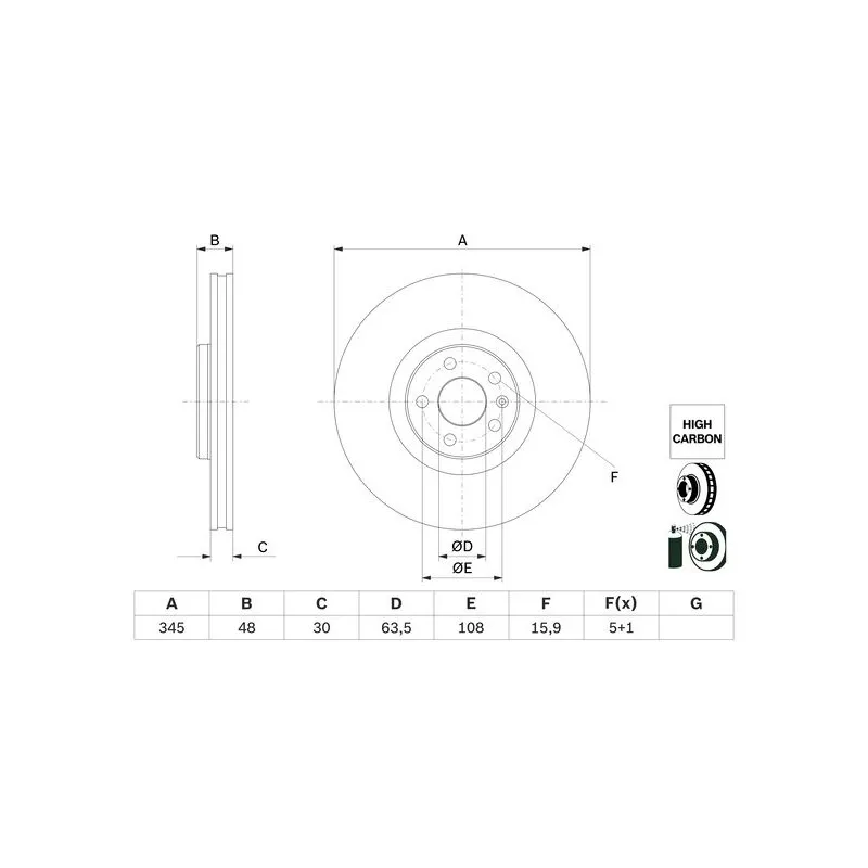 Jeu de 2 disques de frein avant BOSCH 0 986 479 E86