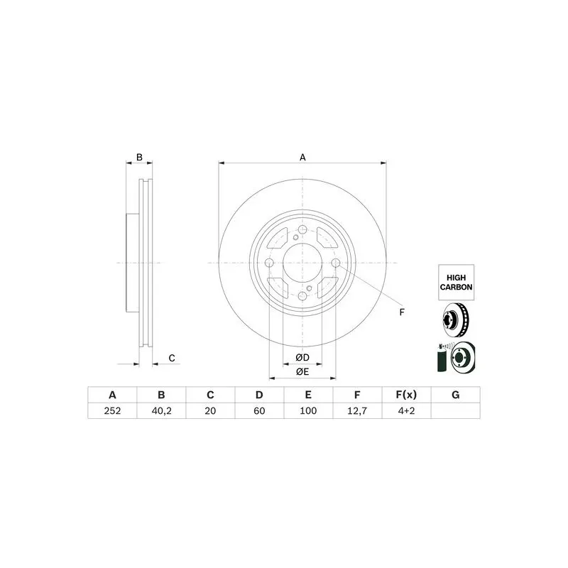 Jeu de 2 disques de frein avant BOSCH 0 986 479 F37