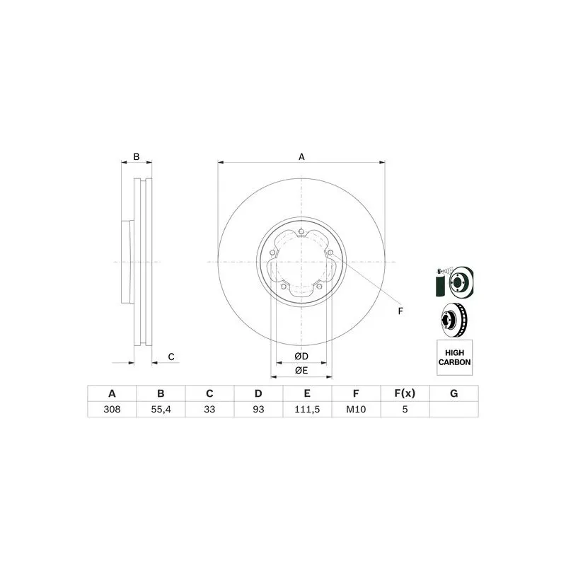 Jeu de 2 disques de frein avant BOSCH 0 986 479 F46
