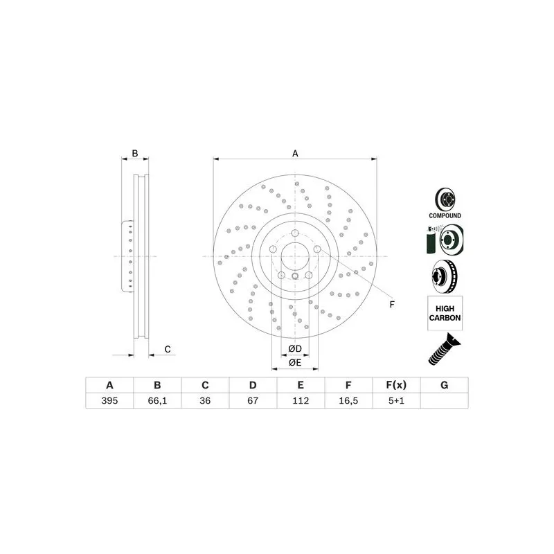 Disque de frein avant droit BOSCH 0 986 479 F55