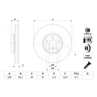 Disque de frein avant gauche BOSCH 0 986 479 F58