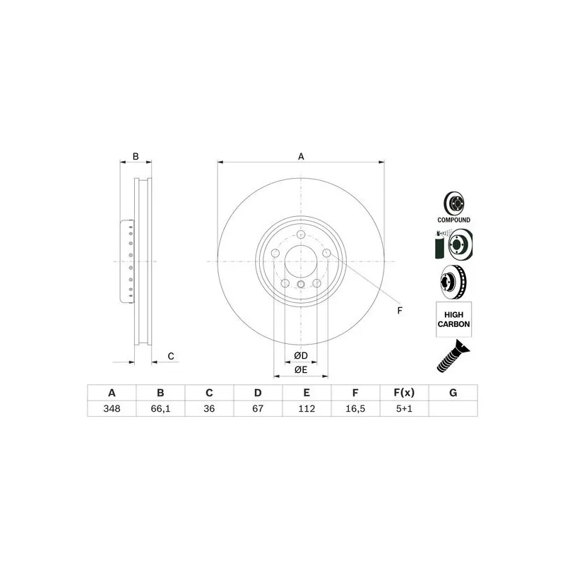 Disque de frein avant gauche BOSCH 0 986 479 F58