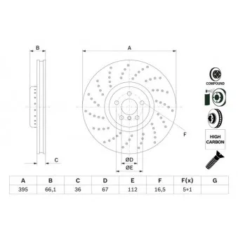 Disque de frein avant gauche BOSCH 0 986 479 F64