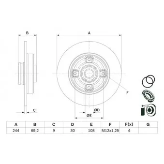 Jeu de 2 disques de frein arrière BOSCH 0 986 479 F74