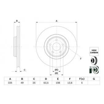 Jeu de 2 disques de frein avant BOSCH 0 986 479 F80