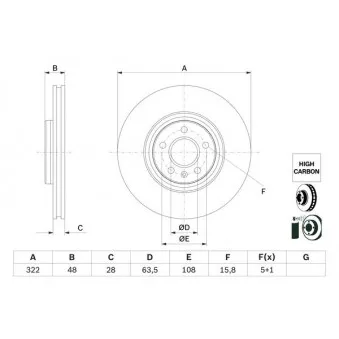 Jeu de 2 disques de frein avant BOSCH 0 986 479 F90
