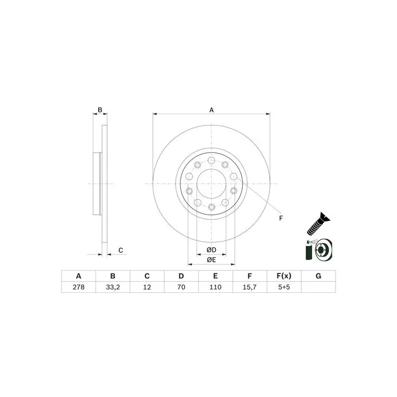 Jeu de 2 disques de frein avant BOSCH 0 986 479 G21