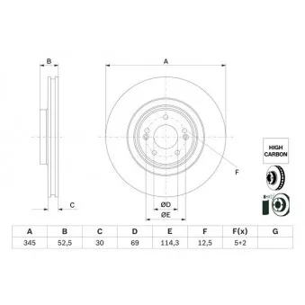 Jeu de 2 disques de frein avant BOSCH 0 986 479 G26