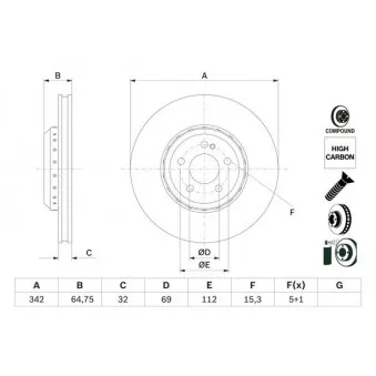 Jeu de 2 disques de frein avant BOSCH 0 986 479 G35