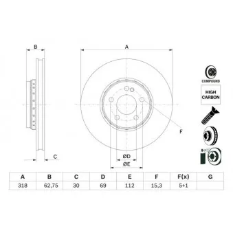 Jeu de 2 disques de frein avant BOSCH 0 986 479 G42