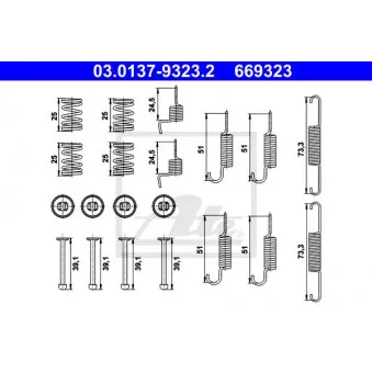 Kit d'accessoires, mâchoires de frein de stationnement ATE 03.0137-9323.2