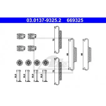 Kit d'accessoires, mâchoires de frein de stationnement ATE 03.0137-9325.2