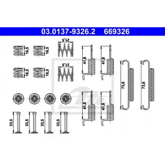 Kit d'accessoires, mâchoires de frein de stationnement ATE 03.0137-9326.2
