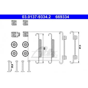 Kit d'accessoires, mâchoires de frein de stationnement ATE 03.0137-9334.2