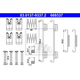 Kit d'accessoires, mâchoires de frein de stationnement ATE 03.0137-9337.2