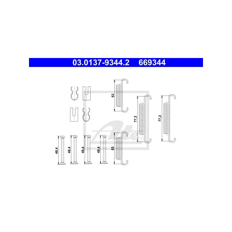 Kit d'accessoires, mâchoires de frein de stationnement ATE 03.0137-9344.2
