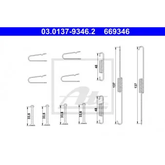 Kit d'accessoires, mâchoire de frein ATE 03.0137-9346.2