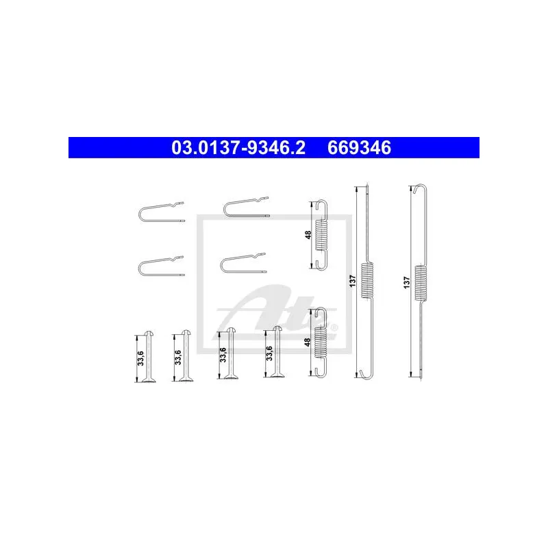 Kit d'accessoires, mâchoire de frein ATE 03.0137-9346.2