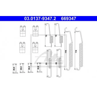 Kit d'accessoires, mâchoire de frein ATE 03.0137-9347.2