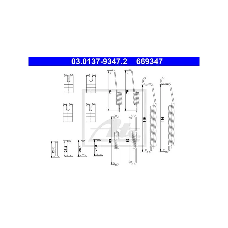 Kit d'accessoires, mâchoire de frein ATE 03.0137-9347.2