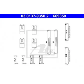 Kit d'accessoires, mâchoires de frein de stationnement ATE 03.0137-9350.2