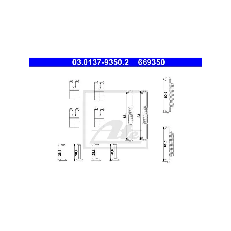 Kit d'accessoires, mâchoires de frein de stationnement ATE 03.0137-9350.2