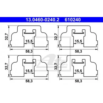 Kit d'accessoires, plaquette de frein à disque ATE 13.0460-0240.2