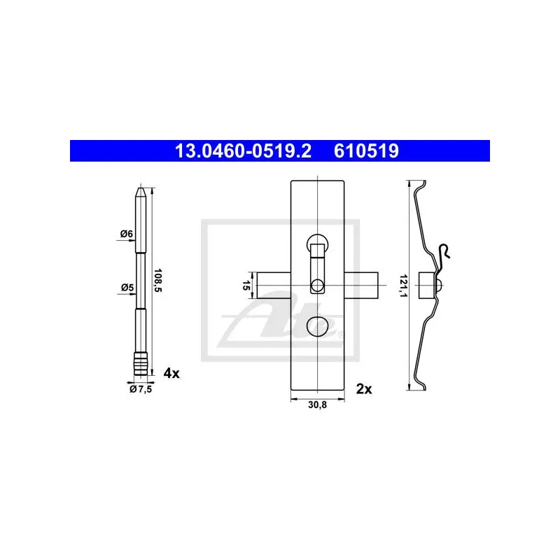 Kit d'accessoires, plaquette de frein à disque ATE 13.0460-0519.2