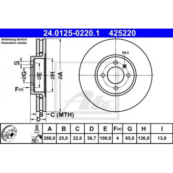 Jeu de 2 disques de frein avant ATE 24.0125-0220.1