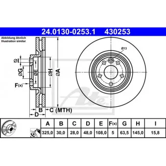 Jeu de 2 disques de frein avant ATE 24.0130-0253.1