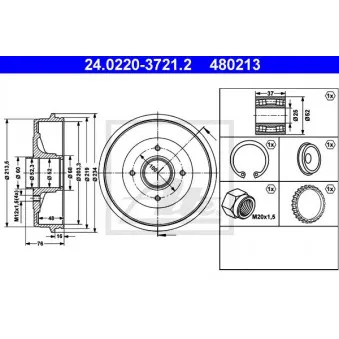 Tambour de frein ATE 24.0220-3721.2