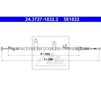 Tirette à câble, frein de stationnement ATE 24.3727-1832.2