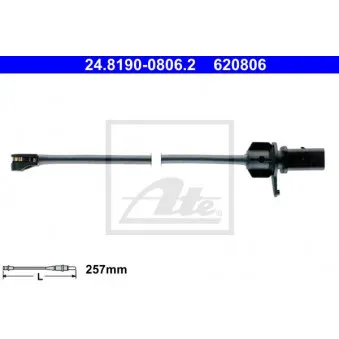 Contact d'avertissement, usure des plaquettes de frein ATE 24.8190-0806.2