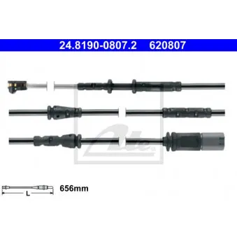 Contact d'avertissement, usure des plaquettes de frein ATE 24.8190-0807.2