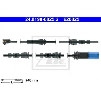 Contact d'avertissement, usure des plaquettes de frein ATE 24.8190-0825.2