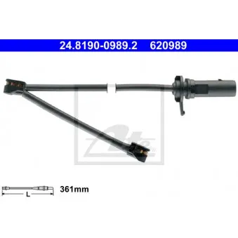 Contact d'avertissement, usure des plaquettes de frein ATE 24.8190-0989.2