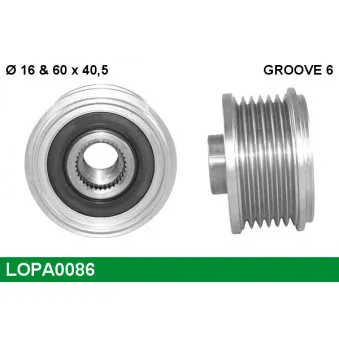 Poulie roue libre, alternateur LUCAS LOPA0086