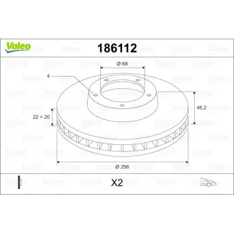 Jeu de 2 disques de frein avant VALEO 186112
