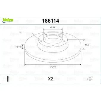 Jeu de 2 disques de frein arrière VALEO 186114