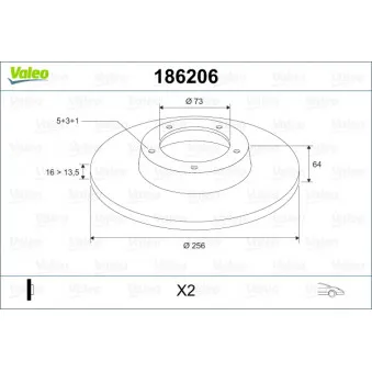 Jeu de 2 disques de frein avant VALEO 186206