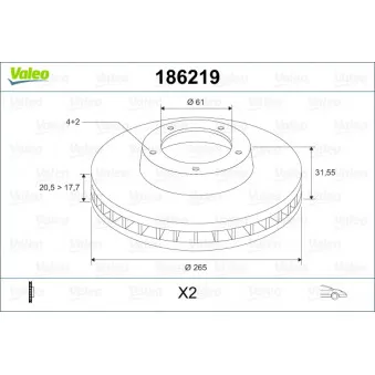 Jeu de 2 disques de frein avant VALEO 186219