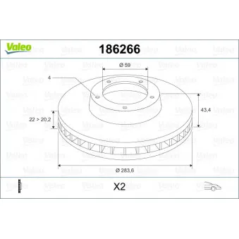 Jeu de 2 disques de frein avant VALEO 186266