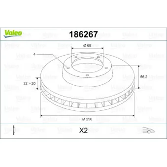 Jeu de 2 disques de frein avant VALEO 186267
