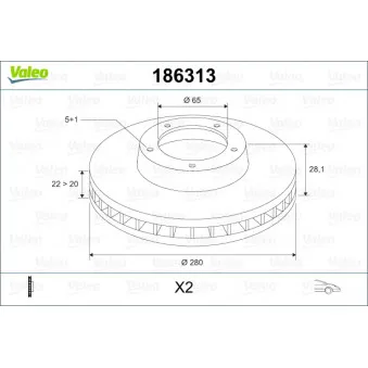Jeu de 2 disques de frein avant VALEO 186313