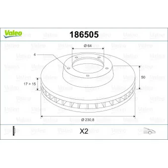 Jeu de 2 disques de frein avant VALEO 186505