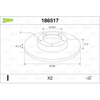 Jeu de 2 disques de frein arrière VALEO 186517