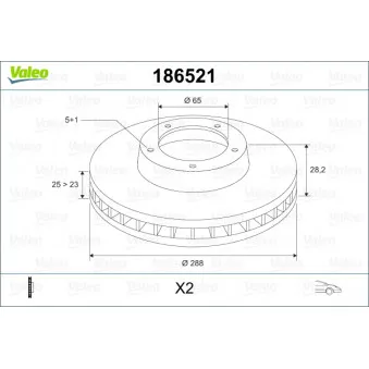 Jeu de 2 disques de frein avant VALEO 186521
