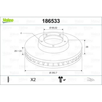 Jeu de 2 disques de frein avant VALEO 186533