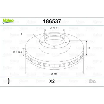 Jeu de 2 disques de frein avant VALEO 186537